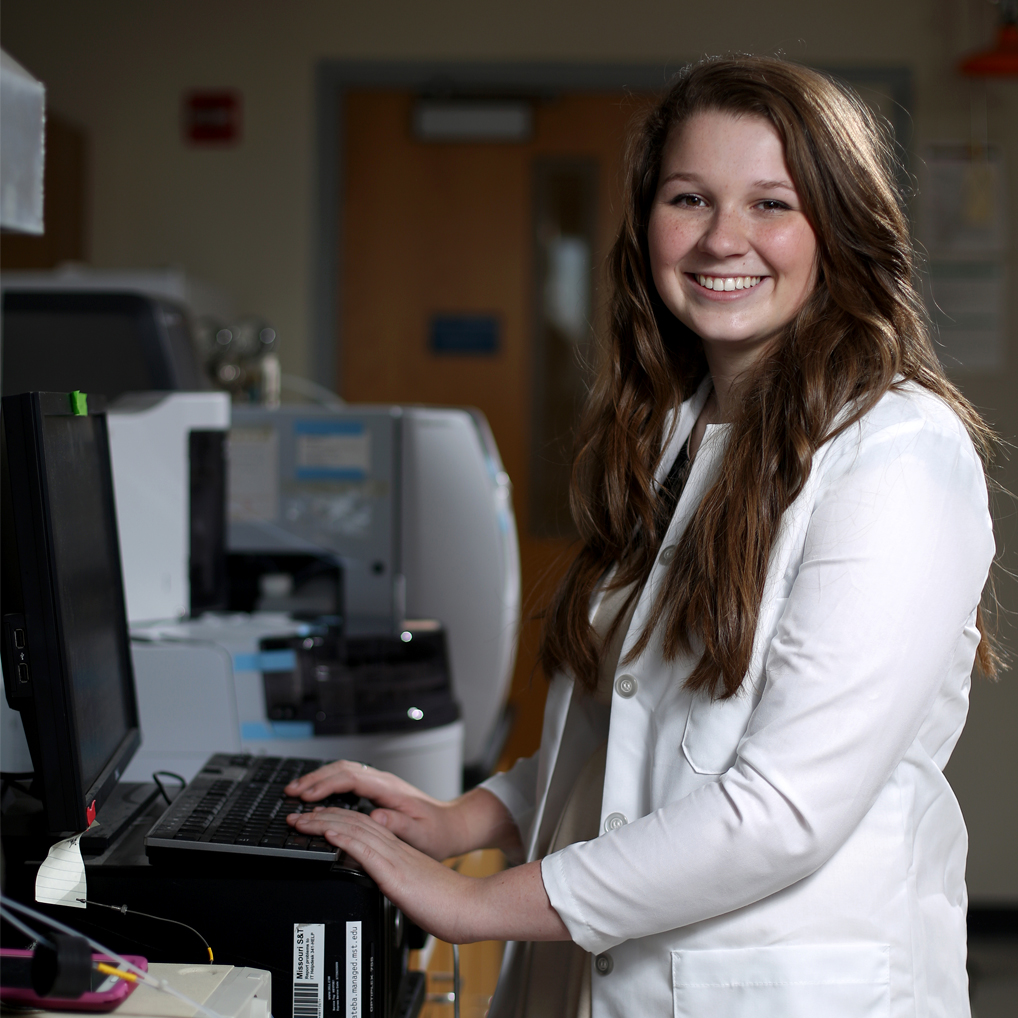 Student in Environmental Engineering Lab